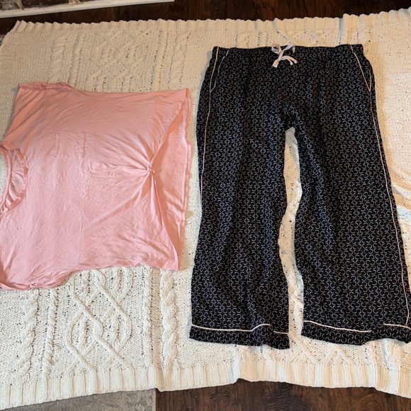 Stars Above Black and Pink Pajama Pants with Drawstring Waist & Shirt - Picture 1 of 4